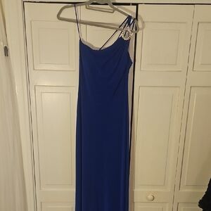 Elegant Blue Size 8 Cache One Sleeve Evening Gown NWOT